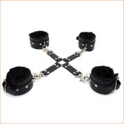 Fur Lined Wrist &amp; Ankle Restraints Kit, Colour: Black