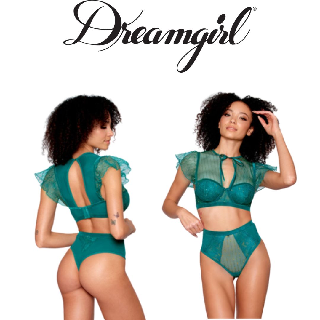 Flared Sleeves Bra W/ High Waisted Thong Set
