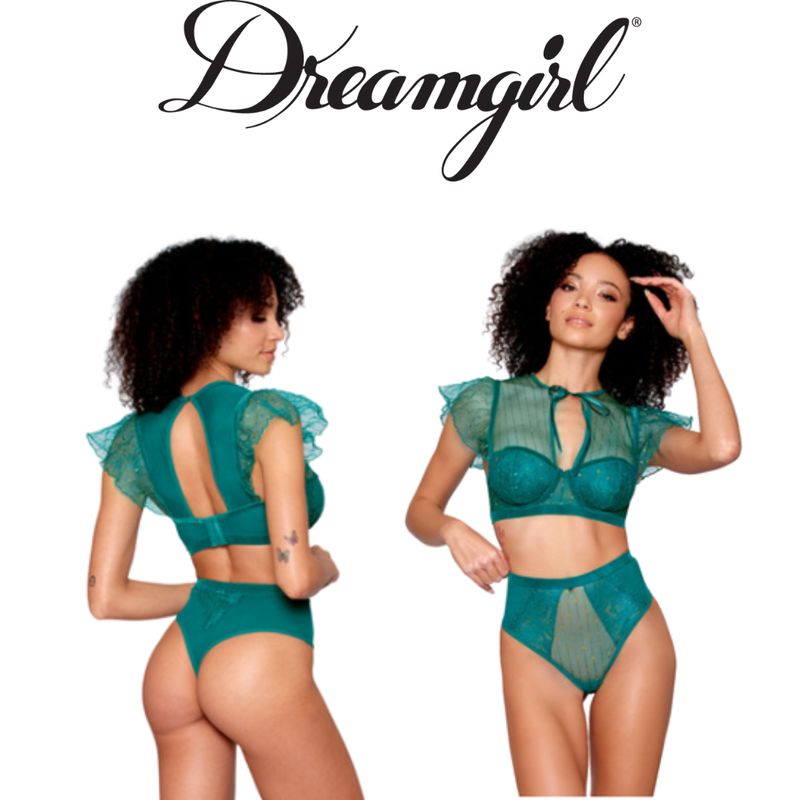 Flared Sleeves Bra W/ High Waisted Thong Set