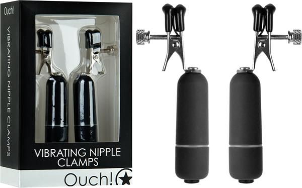 Vibrating Nipple Clamps, Colour: Black