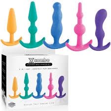 5 Pc Multi Coloured Silicone Butt Plug Set