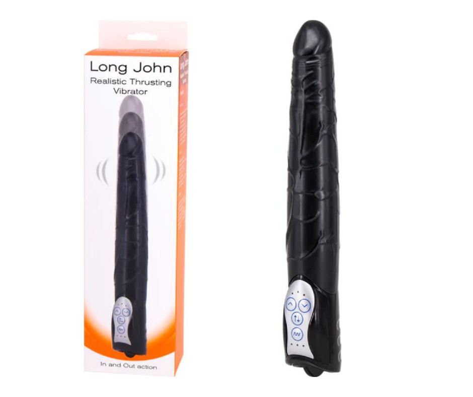 Long John Realistic Thrusting Vibrator, Colour: Black