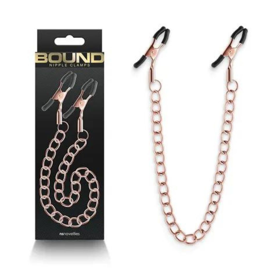 Bound Nipple Clamps - Rose Gold Chain