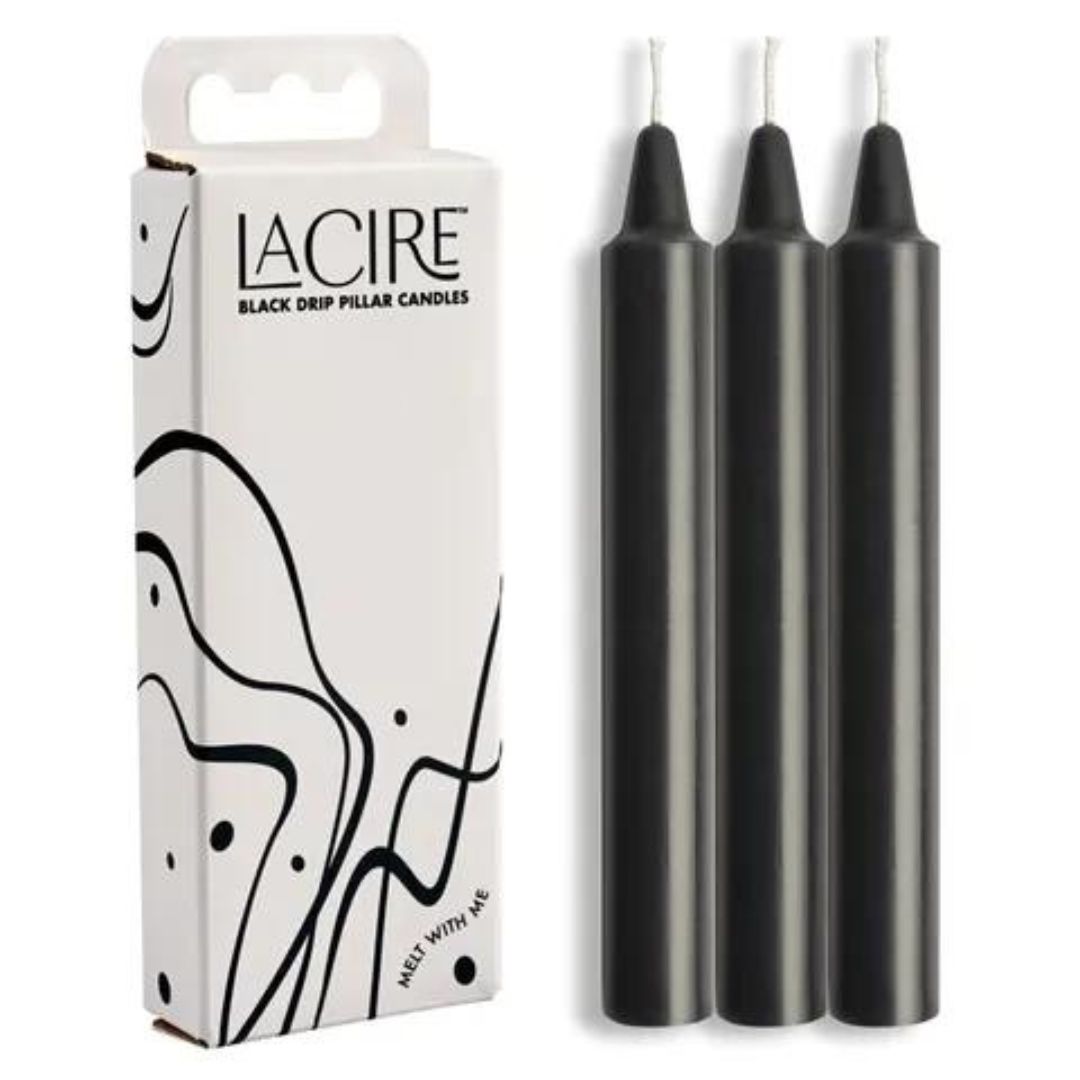LaCire Drip Pillar Candles, Colour: Black