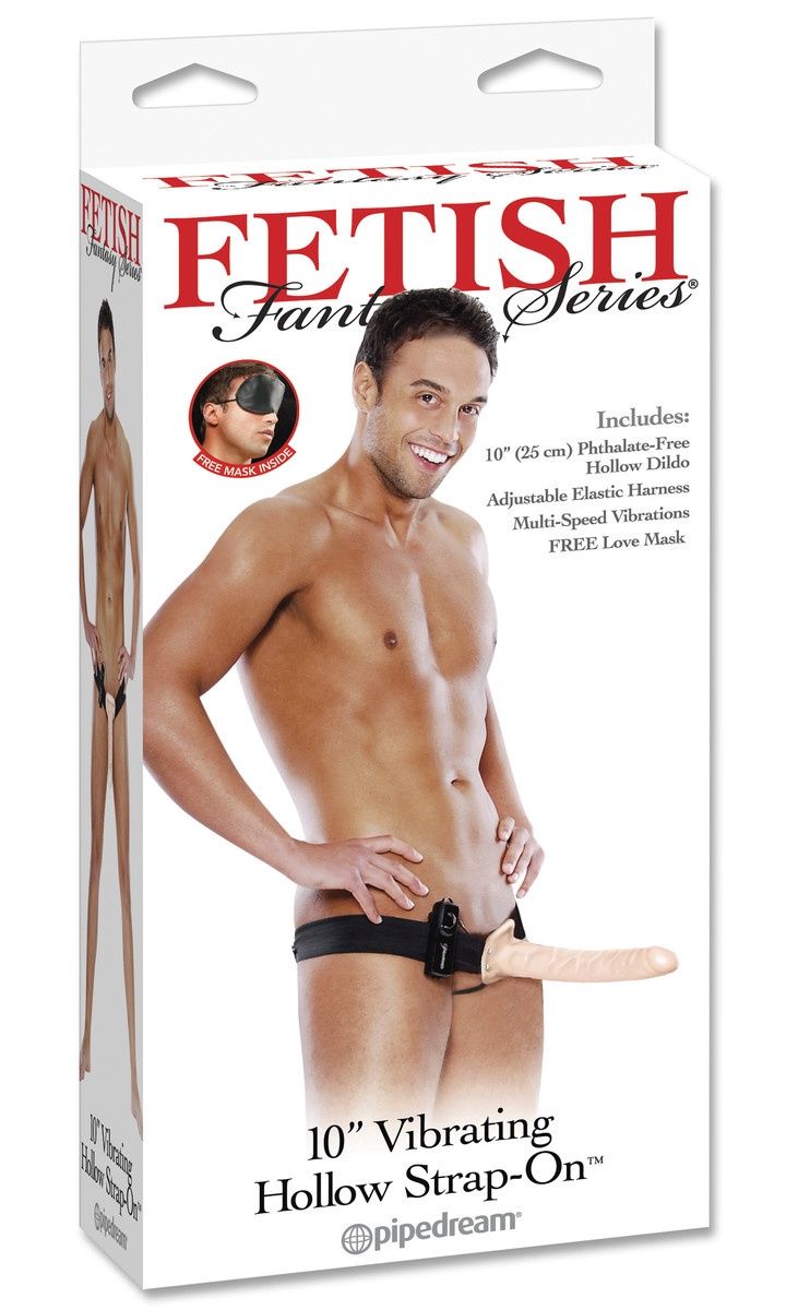 FF Vibrating Hollow Strap On Flesh 10 in