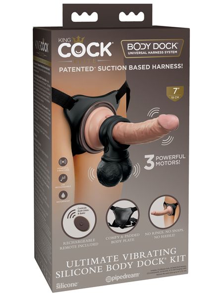 King Cock Elite Ultimate Vibrating Silicone Body Dock Kit