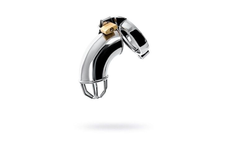 Silver Metal Cock Cage w Rings and Lock