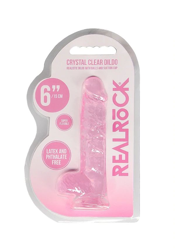 Realistic Dildo With Balls, Colour: Pink, Size: 6&quot;