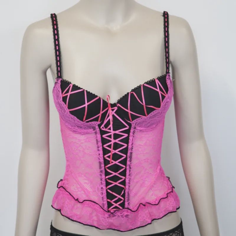 Black / Hot Pink Soft Corset - Size 10/12