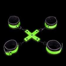 OUCH! Glow in the Dark Hand &amp; Ankle Cuffs with Hogtie