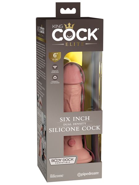 King Cock Elite Silicone Dual Density Cock, Colour: Flesh, Size: 6 Inch