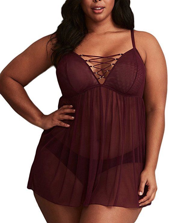 Plus Size Mesh Babydoll