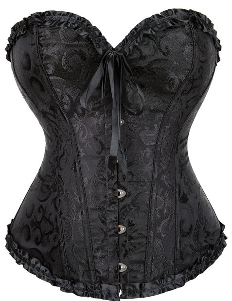 Gothic Brocade Corset Black, Size: 6