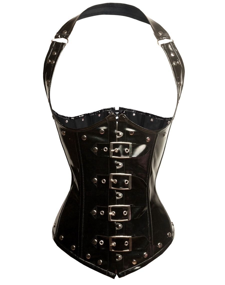 Wet Look Underbust Metal Boned Corset, Size: 6