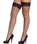 Fence Net Lace Top Thigh High Black