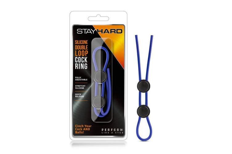 Stay Hard Double Loop Cock Ring, Colour: Blue