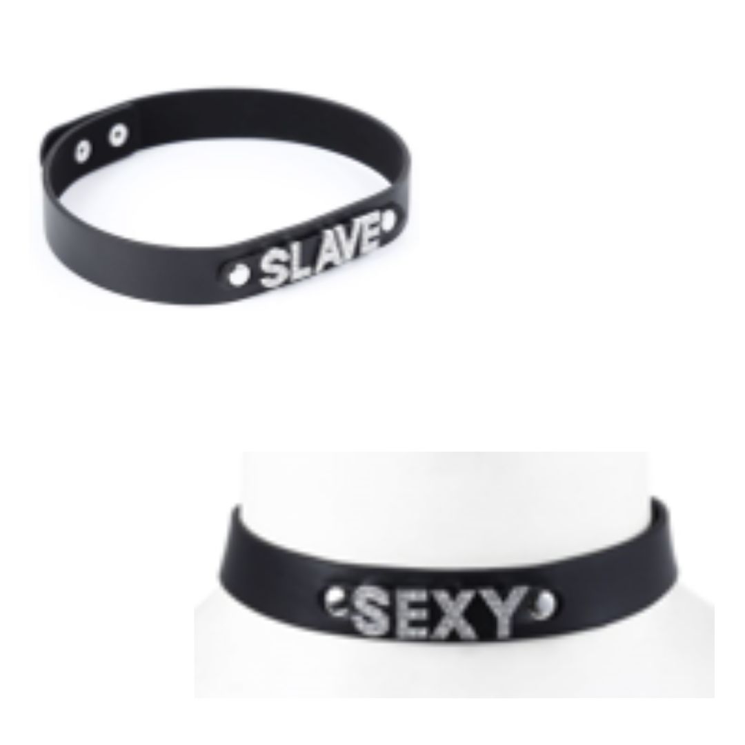 Naughty Leather Collar, Name: Slave
