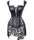 Gothic Leather corset with lace skirt, Colour: Black, Size: 6
