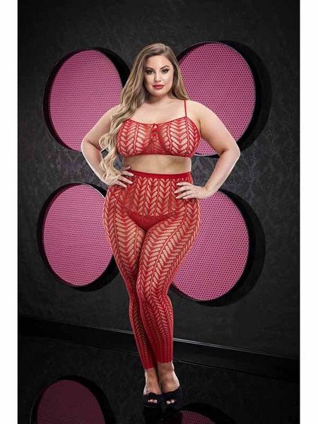 Jacquard Crop Top &amp; Pant Set, Colour: Red