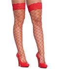 Fence Net Lace Top Thigh High Red