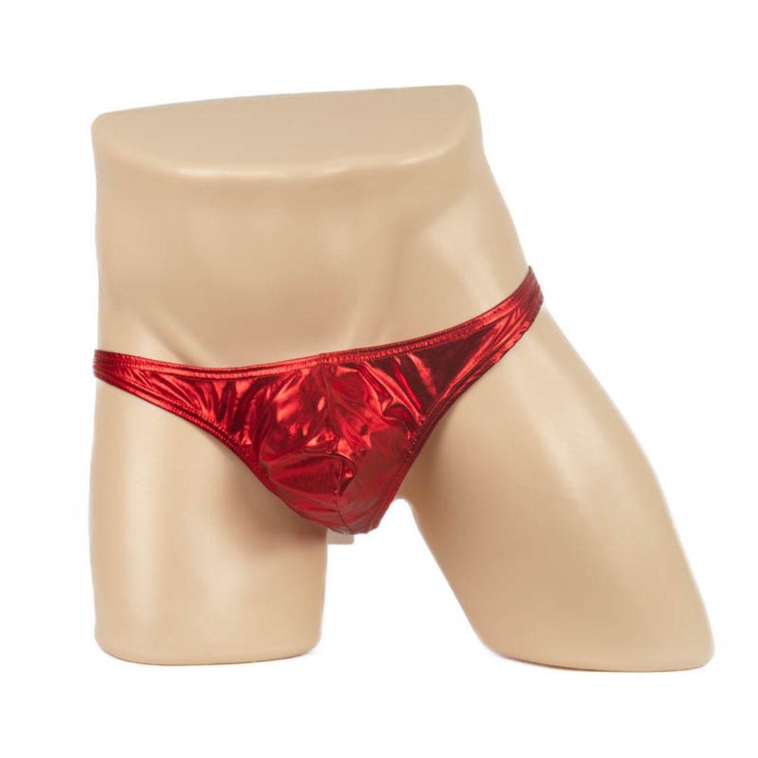 Men’s Metallic G-String, Colour: Red, Size: Small