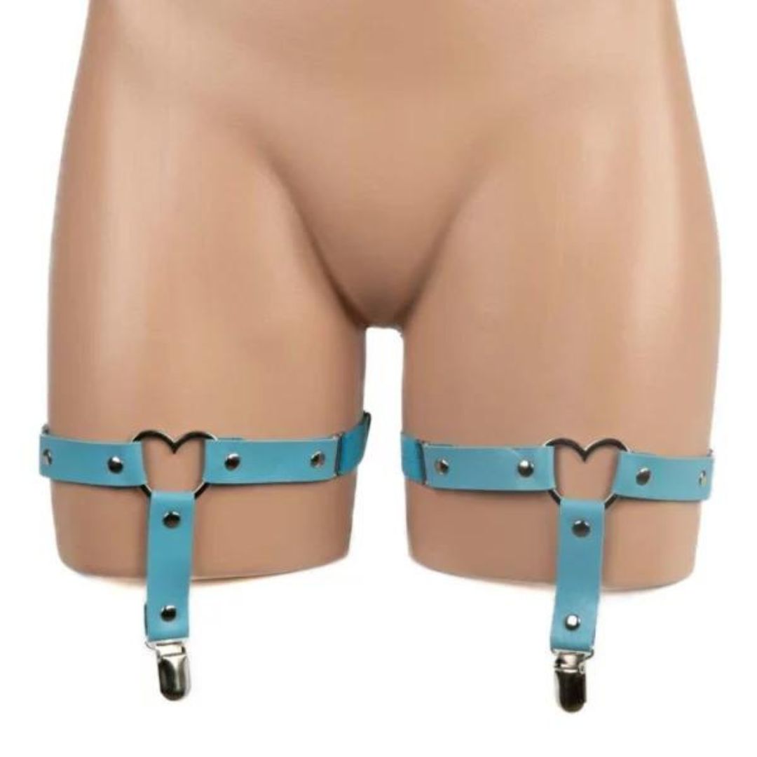 Faux Leather Heart Garter Pair