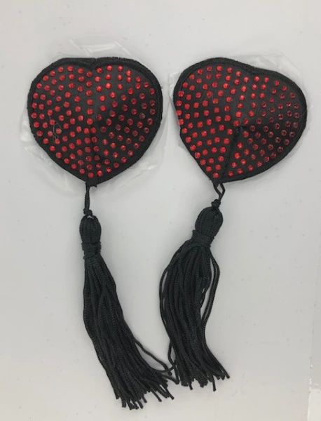 Heart Diamonte Tassle Nipple Covers