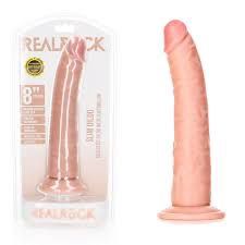 REALROCK Realistic Slim Dildo with Suction Cup - 8&quot;, Colour: Flesh