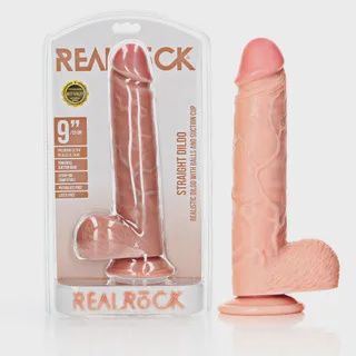 REALROCK Straight Realistic Dildo with Balls - 9&quot;