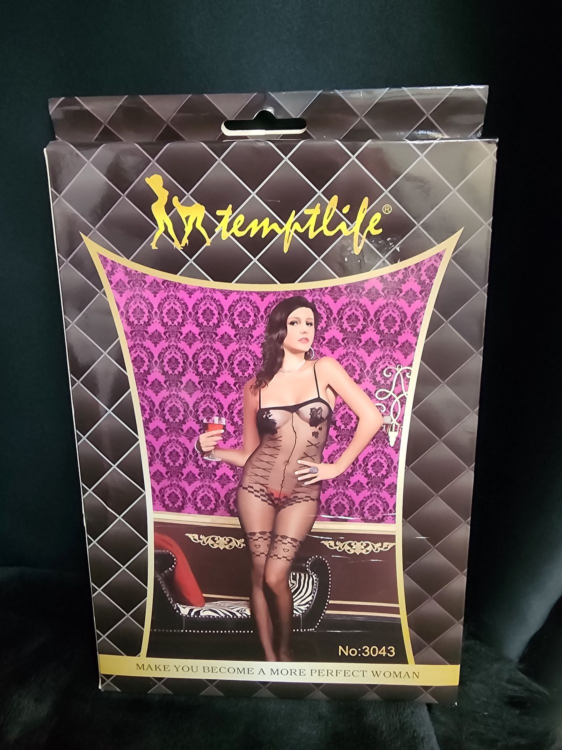 Faux Teddy Bodystocking with Details O/S