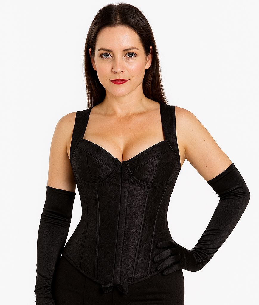 Satin Jacquard Pattern Bandage Corset