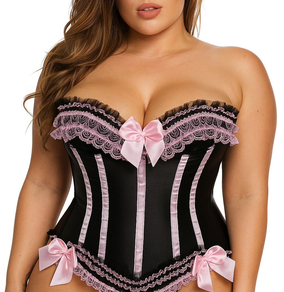 Lace Up Corset with Thong, Size: 16