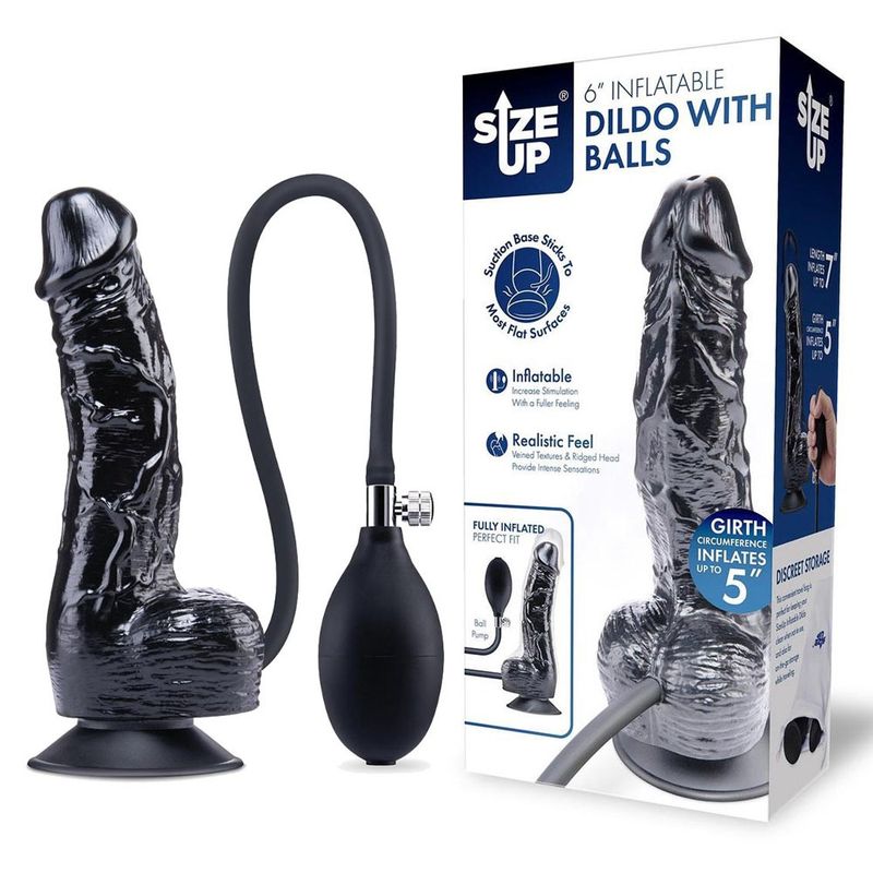 Size Up 6" Inflatable Dildo With Balls