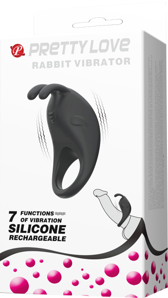 Rabbit Vibrator Cockring, Colour: Black