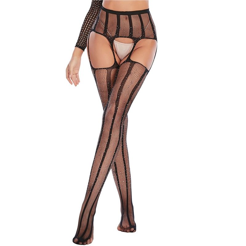 Bright Shining Rhinestone Hollowed-Out Panty-Hose