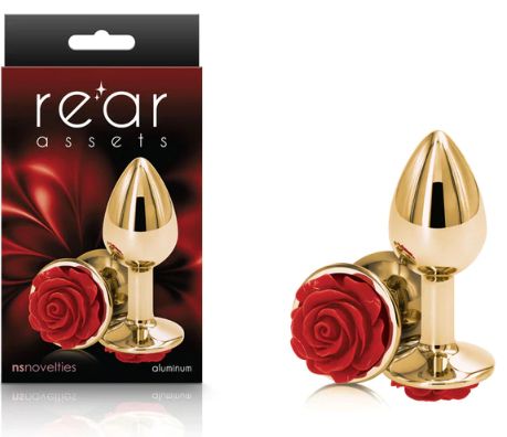 Rear Assets Rose Plug, Colour: Gold / Red, Size: Small