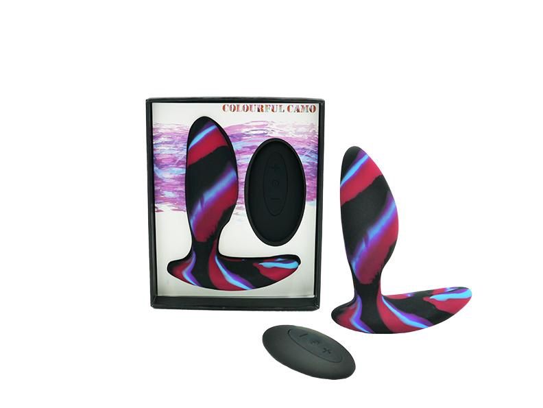 Colourful Camo Remote Control Butt Plug