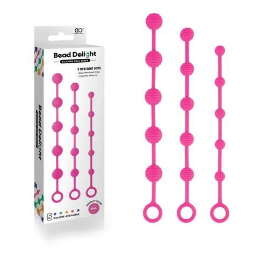 Bead Delight Silicone Anal Beads, Colour: Pink