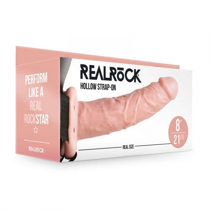 RealRock Hollow Strap-On - 20.5cm Flesh