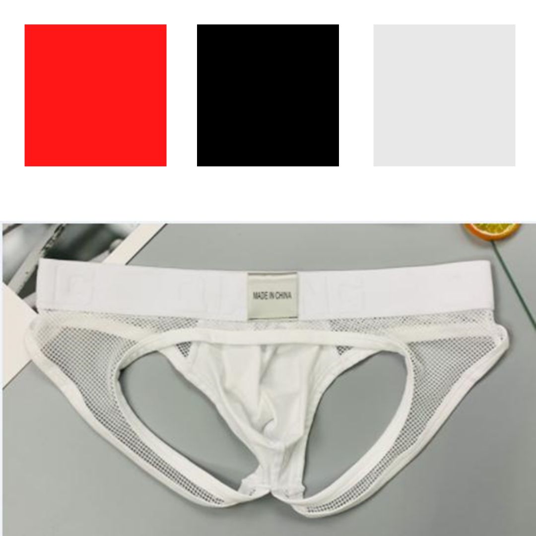 Men's Mesh Bumless Brief, Colour: Black, Size: Med