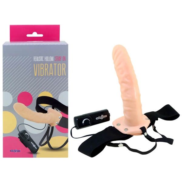 8" Realistic Hollow Strap-On Vibrator