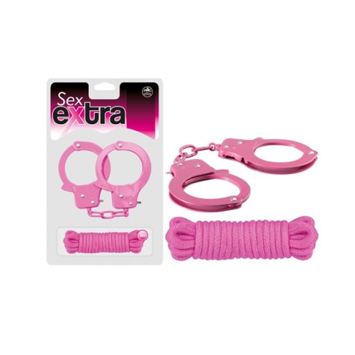 SEX EXTRA - METAL CUFFS &amp; LOVE ROPE, Colour: Pink