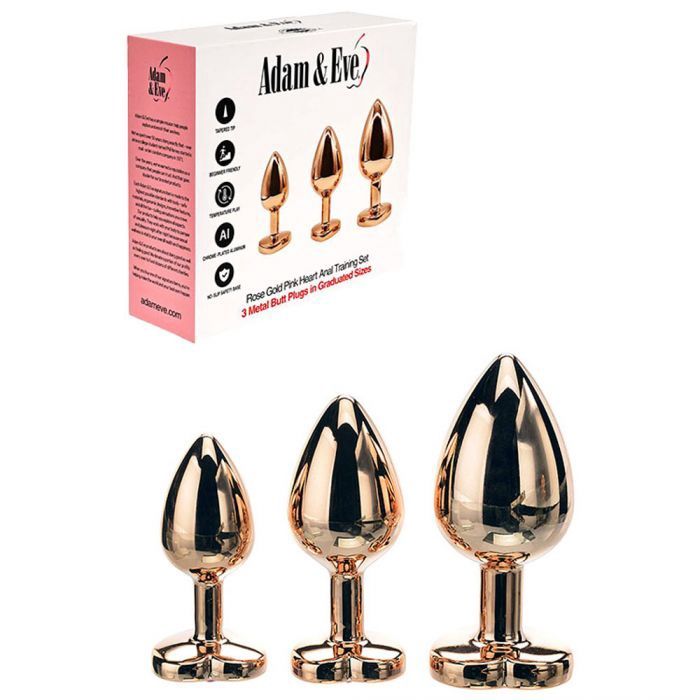 Adam &amp; Eve ROSE GOLD HEART GEM ANAL TRAINING SET
