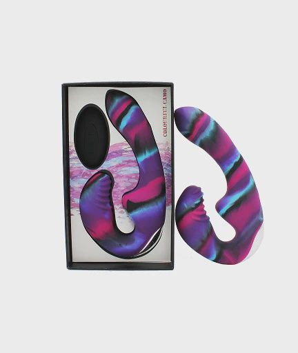 Colourful Camo Tandem Remote Control Strapless Strap-on Blue