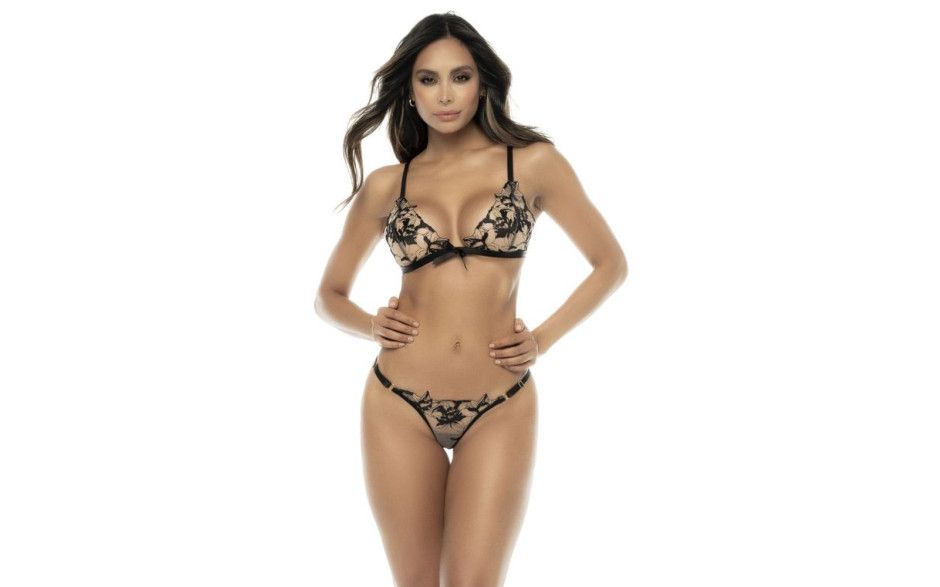 Nude/Black Matching 2 Pc Set, Size: S
