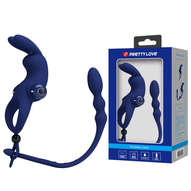 Vibrating Bunny Cock Ring Anal Beads Set