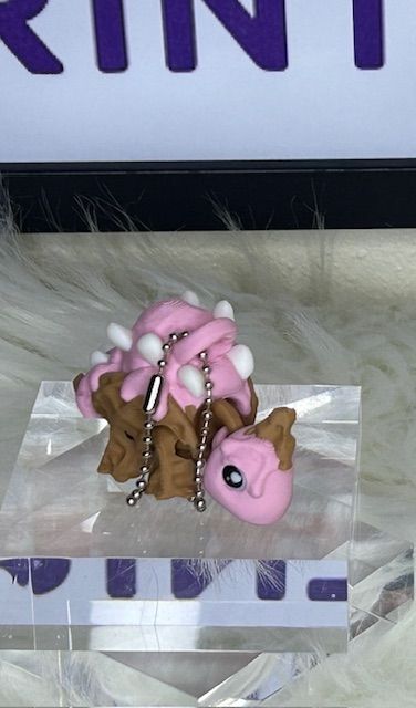 Strawberry Ice Cream Waffle Cone Dino Flexi (With Keychain)