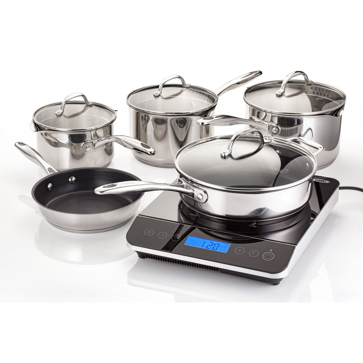 Stellar 5 Piece None Stick Stainless Cookware  Pot Set