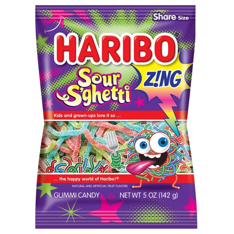 Haribo Zing Sour S'ghetti Gummi Candy