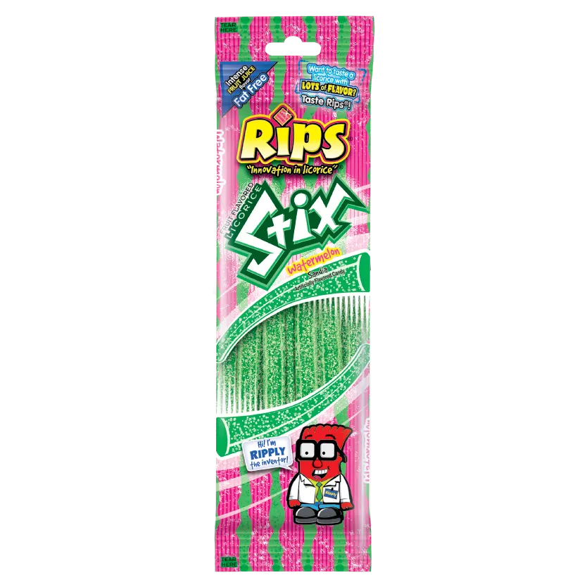 Rips Fruit Flavored Licorice Stix Watermelon